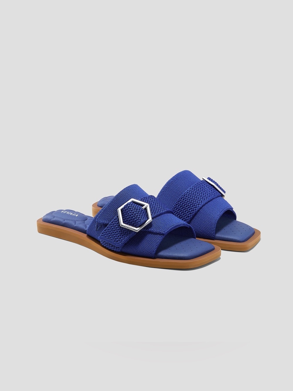 Vivaia Blue Buckle Slides 36
